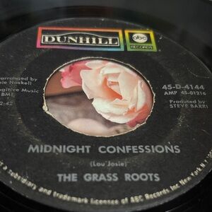 Midnight Confessions" by The Grass Roots, vintage vinyl 7-inch 45 RPM single
